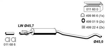 Ernst 011075 Середній глушник вихлопних газів Ernst 011075 Середній глушник вихлопних газів