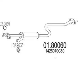 MTS 01.80060 Muffler assy front