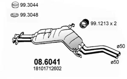 Asso 08.6041 Muffler assy front Asso 08.6041 Muffler assy front