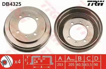 TRW DB4325 Барабан гальмівний TRW DB4325 Барабан гальмівний