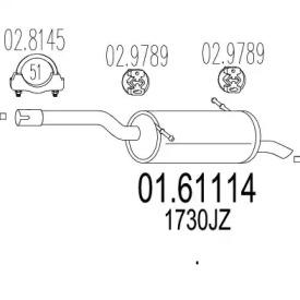 MTS 01.61114 Глушник вихлопних газів кінцевий MTS 01.61114 Глушник вихлопних газів кінцевий