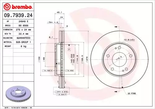 Brembo 09.7939.24 Диск гальмівний Brembo 09.7939.24 Диск гальмівний