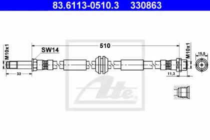 Ate 83.6113-0510.3 Hose assy brake Ate 83.6113-0510.3 Hose assy brake