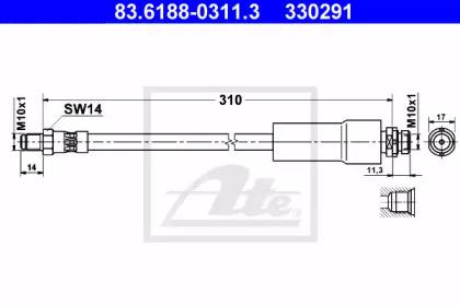Ate 83.6188-0311.3 Hose assy brake