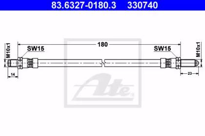 Ate 83.6327-0180.3 Hose assy brake