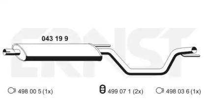 Ernst 043199 Середній глушник вихлопних газів Ernst 043199 Середній глушник вихлопних газів