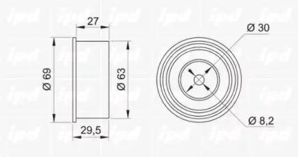 IPD 15-0452 Ролик обвідний ременя зубчастого грм IPD 15-0452 Ролик обвідний ременя зубчастого грм