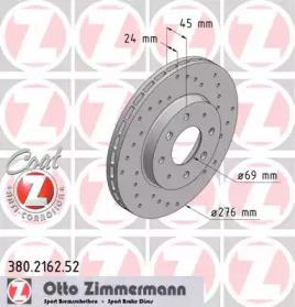 Otto Zimmermann 380.2162.52 Brake disc Otto Zimmermann 380.2162.52 Brake disc
