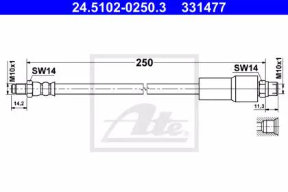 Ate 24.5102-0250.3 Шланг гальмівний