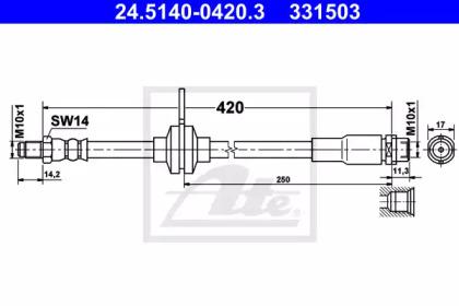 Ate 24.5140-0420.3 Hose assy brake