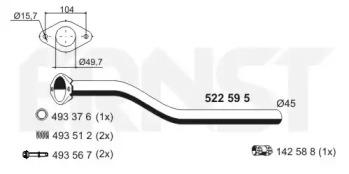 Ernst 522595 Випускна труба відпрацьованих газів Ernst 522595 Випускна труба відпрацьованих газів