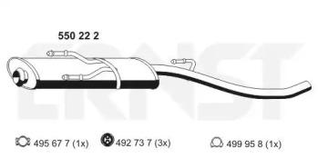 Ernst 550222 Muffler assy front Ernst 550222 Muffler assy front