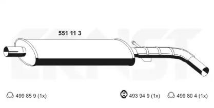 Ernst 551113 Muffler assy front Ernst 551113 Muffler assy front