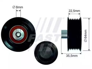 Fast FT44593 Ролик натяжний ременя поліклинового Fast FT44593 Ролик натяжний ременя поліклинового
