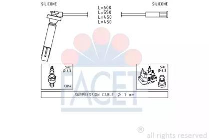 Facet 4.9814 Дроти високовольтні системи запалювання Facet 4.9814 Дроти високовольтні системи запалювання