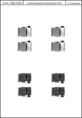 Quick Brake 109-1033 Монтажний комплект гальмівних колодок Quick Brake 109-1033 Монтажний комплект гальмівних колодок