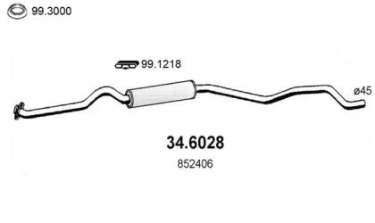 Asso 34.6028 Середній глушник вихлопних газів Asso 34.6028 Середній глушник вихлопних газів