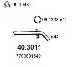 Asso 40.3011 Exhaust pipe Asso 40.3011 Exhaust pipe