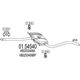 MTS 01.54540 Середній глушник вихлопних газів MTS 01.54540 Середній глушник вихлопних газів
