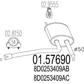 MTS 01.57690 Середній глушник вихлопних газів MTS 01.57690 Середній глушник вихлопних газів