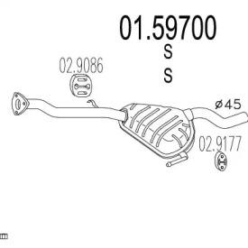 MTS 01.59700 Средний глушитель выхлопных газов MTS 01.59700 Средний глушитель выхлопных газов