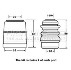 First Line/KeyParts FPK7074 Комплект пылезащитный амортизатора First Line/KeyParts FPK7074 Комплект пылезащитный амортизатора