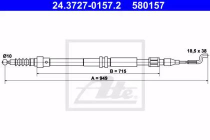 Ate 24.3727-0157.2 Brake cable