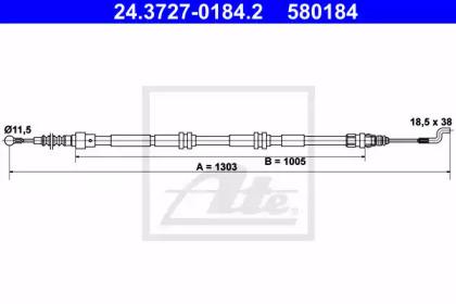Ate 24.3727-0184.2 Brake cable