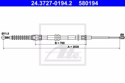 Ate 24.3727-0194.2 Brake cable