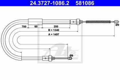 Ate 24.3727-1086.2 Brake cable