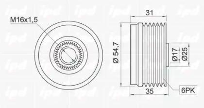 IPD 12-1020 Шкив генератора IPD 12-1020 Шкив генератора