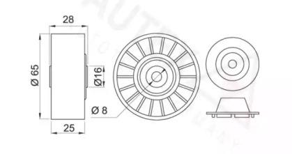 Autex 651076 Ролик натяжний ременя поліклинового Autex 651076 Ролик натяжний ременя поліклинового