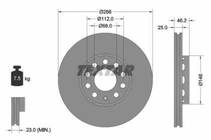Textar 92057605 Brake disc