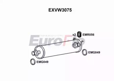 Euroflo EXVW3075 Середній глушник вихлопних газів Euroflo EXVW3075 Середній глушник вихлопних газів