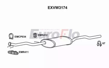 Euroflo EXVW3174 Muffler assy front