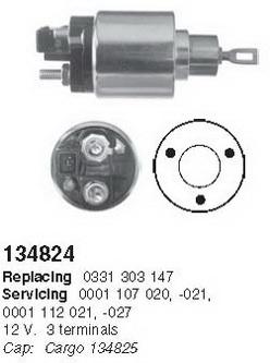 Cargo 134824 Втягуюче реле стартера Cargo 134824 Втягуюче реле стартера