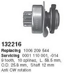 Cargo 132216 Бендикс стартера Cargo 132216 Бендикс стартера