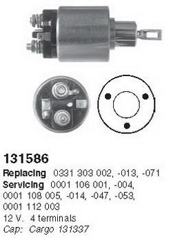 Cargo 131586 Втягуюче реле стартера Cargo 131586 Втягуюче реле стартера