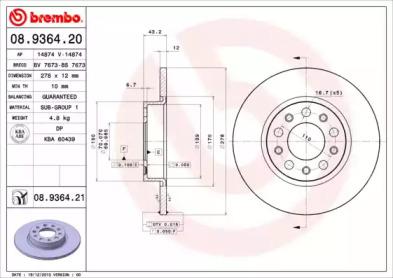 Brembo 08.9364.21 Brake disc