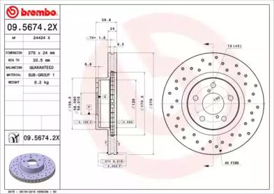 Brembo 09.5674.2X Brake disc Brembo 09.5674.2X Brake disc