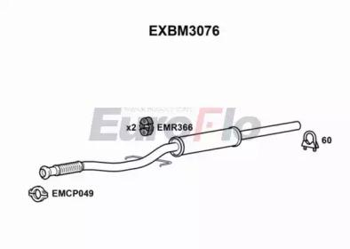 Euroflo EXBM3076 Середній глушник вихлопних газів Euroflo EXBM3076 Середній глушник вихлопних газів