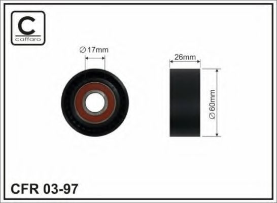 Caffaro 03-97 Ролик натяжний ременя поліклинового — Фото №2 Caffaro 03-97 Ролик натяжний ременя поліклинового — Фото №2