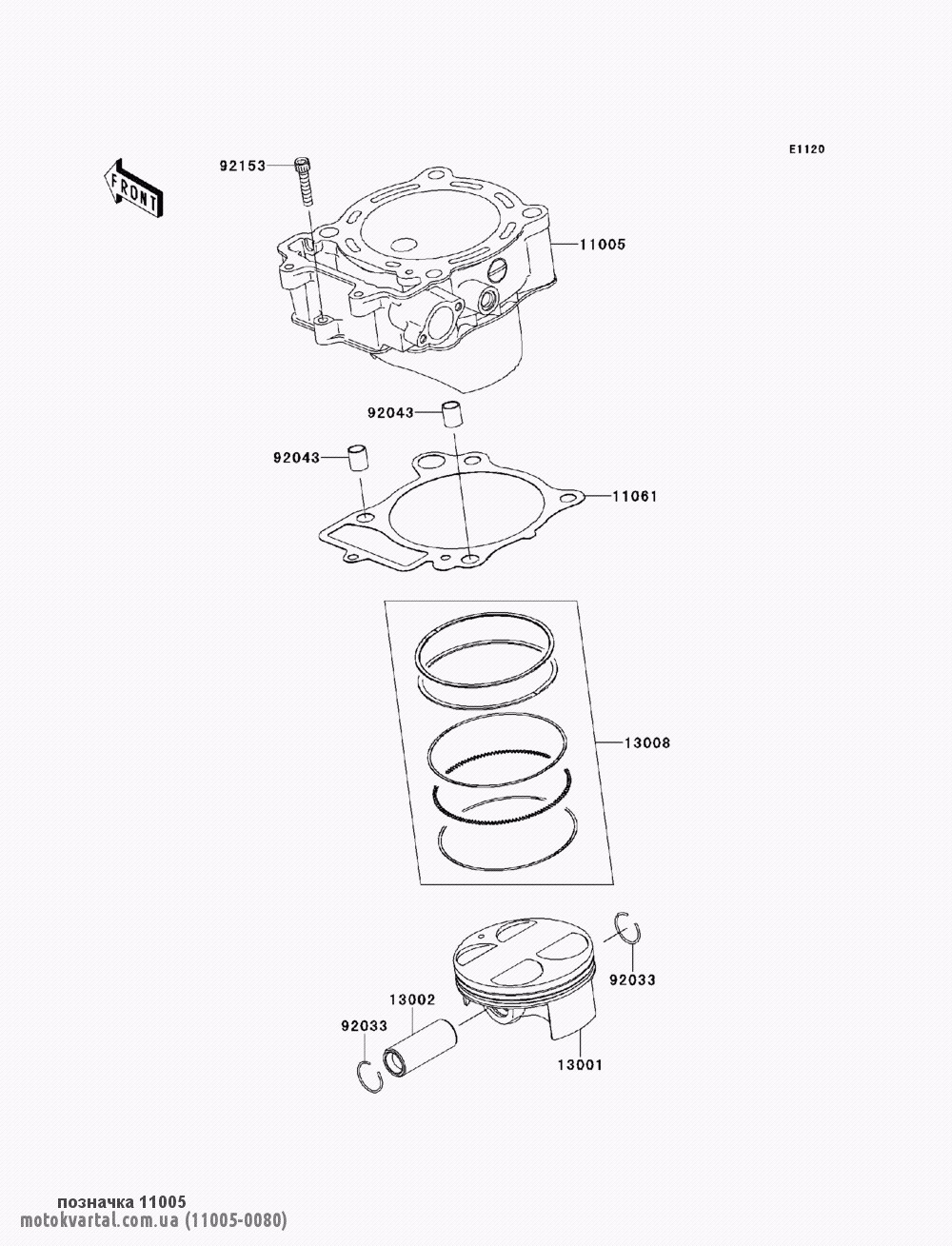 Kawasaki 110050080 Блок цилиндров