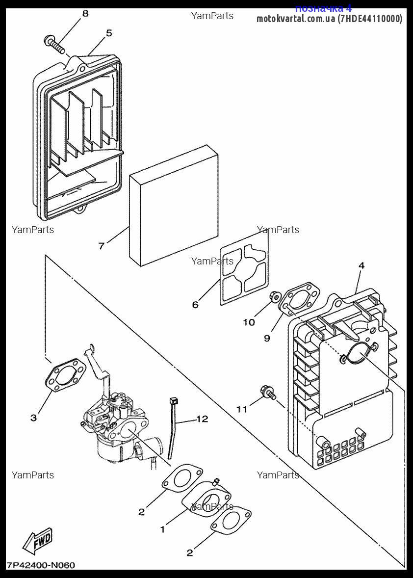Yamaha 7HDE44110000 Корпус повітряного фільтра