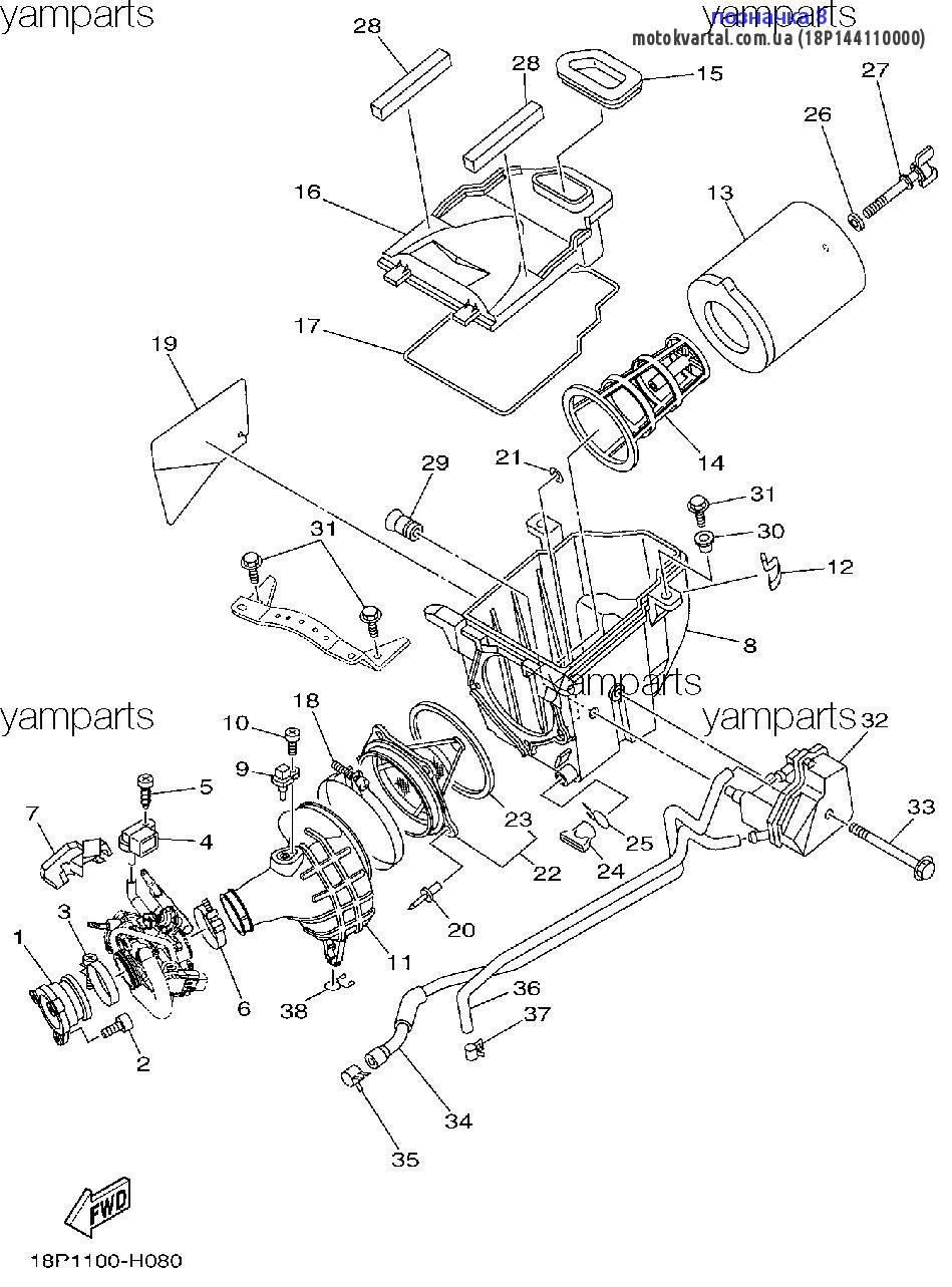 Yamaha 18P144110000 Air cleaner assy